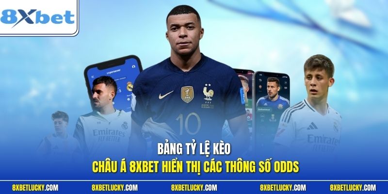 Bảng tỷ lệ kèo châu Á 8XBET hiển thị các thông số Odd